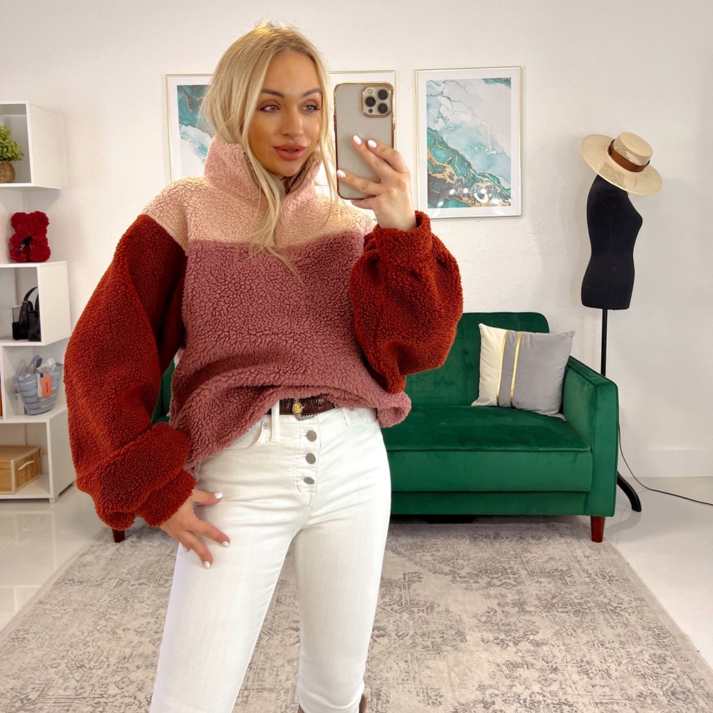 Universal Threads Colorblock Teddy Shacket - Picture 2 of 4
